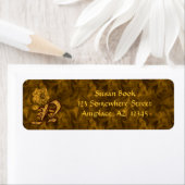 Monogram Initial N Gold Peony Return Address  (Insitu)
