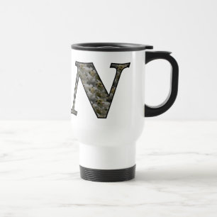 Monogram Initial N Hydrangea Floral Travel Mug Reisebecher