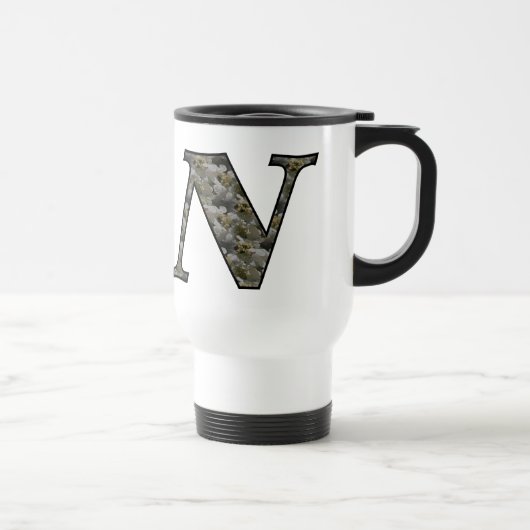 Monogram Initial N Hydrangea Floral Travel Mug Reisebecher (Rechts)