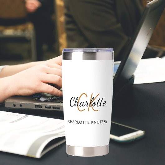 Monogram Initial Name einfach Thermobecher