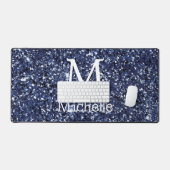 Monogram Initial Name Navy Glitzer Schreibtischunterlage (Tastatur & Maus)