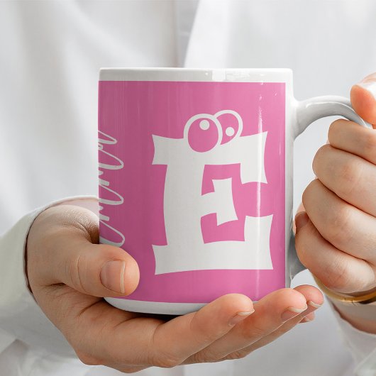 Monogram initial name script modern pink kaffeetasse
