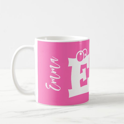 Monogram initial name script modern pink kaffeetasse (Links)