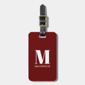 Monogram Initial Name Simple Burgundy Gepäckanhänger (Vorderseite vertikal)