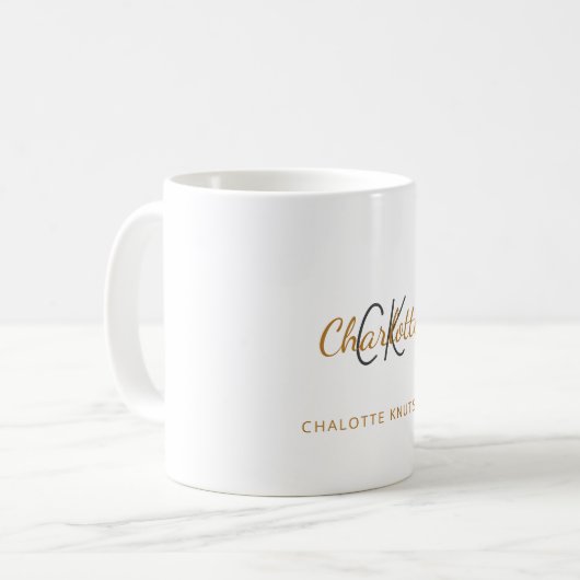 Monogram Initial Name Skript Kaffeetasse (Vorderseite Links)
