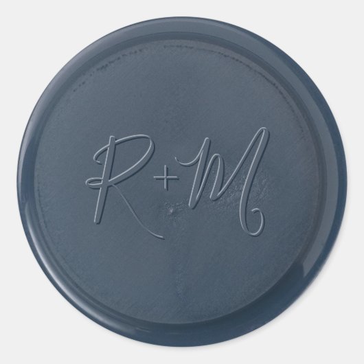 Monogram-Initial-Navy-Blue-Wax-Siegel-Sticker Runder Aufkleber (Vorderseite)