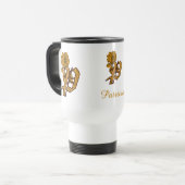 Monogram Initial P Elegant Gold Peony Personalized Reisebecher (Vorderseite Links)