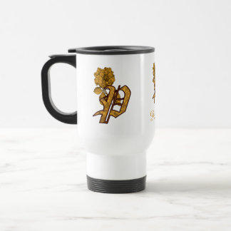 Monogram Initial P Elegant Gold Peony Personalized Reisebecher