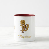Monogram Initial P Elegant Gold Peony Personalized Tasse (Zentrum)