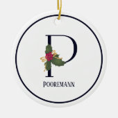 Monogram Initial P Vintage Weihnachten Keramik Ornament (Vorne)