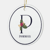 Monogram Initial P Vintage Weihnachten Keramik Ornament (Links)