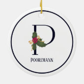 Monogram Initial P Vintage Weihnachten Keramik Ornament (Hinten)