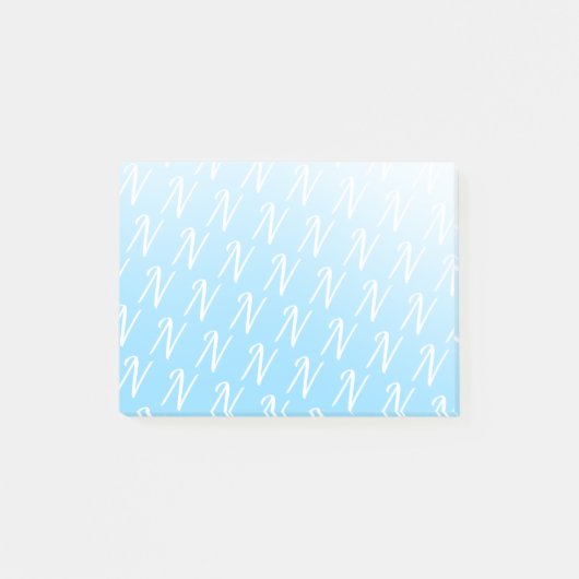 Monogram Initial Pastellblau Gradient Moderne Chic Post-it Klebezettel (Vorderseite)