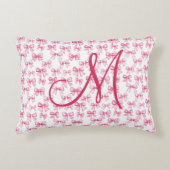 Monogram Initial Pink Bow Coquette Ästhetische Gir Dekokissen (Vorderseite)