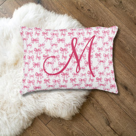 Monogram Initial Pink Bow Coquette Ästhetische Gir Dekokissen
