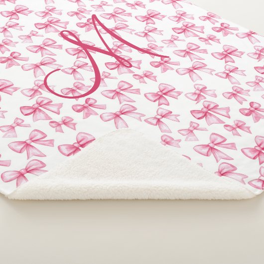 Monogram Initial Pink Bow Coquette Ästhetische Gir Sherpadecke (3/4)