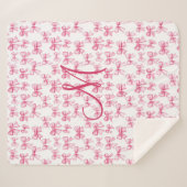 Monogram Initial Pink Bow Coquette Ästhetische Gir Sherpadecke (Vorderseite (Horizontal))
