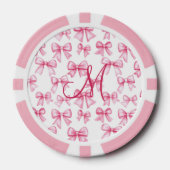 Monogram Initial Pink Bow Coquette Ästhetisches Ge Pokerchips (Vorderseite)