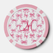 Monogram Initial Pink Bow Coquette Ästhetisches Ge Pokerchips (Rückseite)