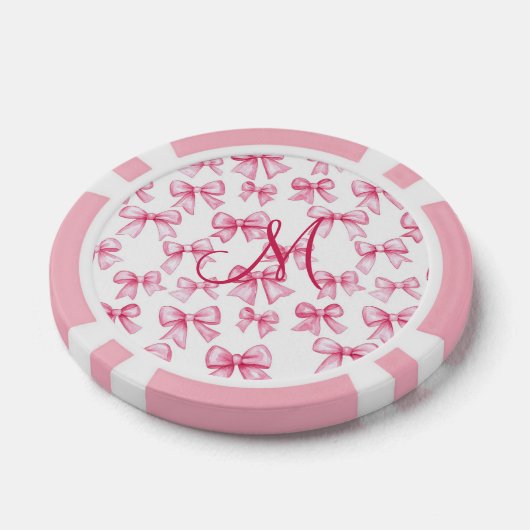 Monogram Initial Pink Bow Coquette Ästhetisches Ge Pokerchips (Einzeln)