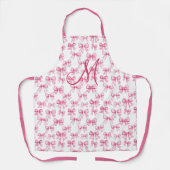 Monogram Initial Pink Bow Coquette Ästhetisches Ge Schürze (Vorderseite)