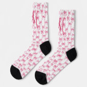 Monogram Initial Pink Bow Coquette Ästhetisches Ge Socken (Linkes Detail)
