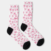 Monogram Initial Pink Bow Coquette Ästhetisches Ge Socken (Rechts)