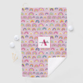 Monogram Initial Pink Rainbow Golf Handtuch (Insitu)