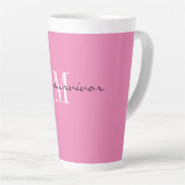 Monogram Initial Pink & White i'm a Überlebende 17 Milchtasse (Rechte Ecke)