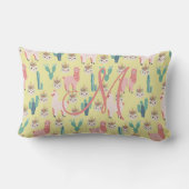 Monogram Initial Pink Yellow Llama Kinderzimmer fü Lendenkissen (Rückseite)