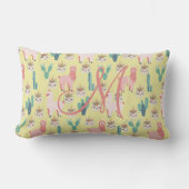 Monogram Initial Pink Yellow Llama Kinderzimmer fü Lendenkissen (Vorderseite)
