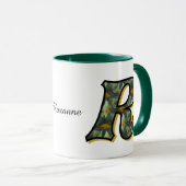 Monogram Initial R Daisy Floral Art Personalized Tasse (VorderseiteRechts)