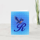 Monogram Initial R Elegant Bluebird Card (Vorderseite)