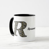 Monogram Initial R Hydrangea Flowers Personalized Tasse (Vorderseite Links)