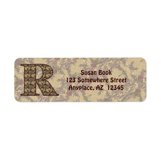 Monogram Initial R Vintage Floral Return Address (Vorne)