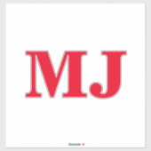 Monogram Initial Red Bold Individuelle Name Label (Blatt)