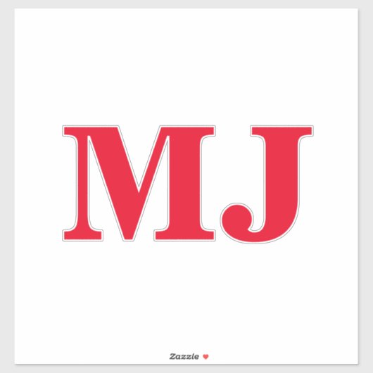 Monogram Initial Red Bold Individuelle Name Label (Blatt)