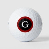 Monogram, Initial Red White & Black Golf Balls Golfball (Vorderseite)