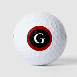 Monogram, Initial Red White & Black Golf Balls Golfball