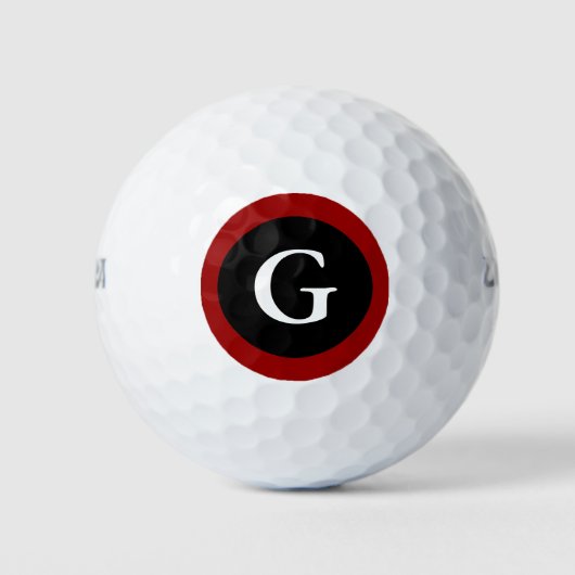 Monogram, Initial Red White & Black Golf Balls Golfball (Vorderseite)