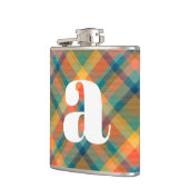 Monogram Initial Rustic Wedding Tartan Plaid Flachmann (Links)