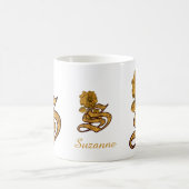 Monogram Initial S Elegant Gold Peony Personalized Kaffeetasse (Mittel)