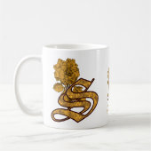 Monogram Initial S Elegant Gold Peony Personalized Kaffeetasse (Links)