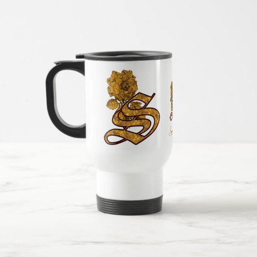 Monogram Initial S Elegant Gold Peony Personalized Reisebecher (Links)