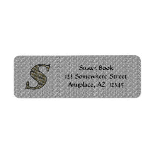 Monogram Initial S Hydrangea Floral Address Label