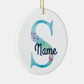 Monogram Initial S Rainbow Star Design Keramik Ornament (Rechts)
