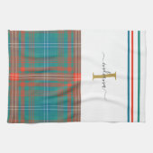 Monogram Initial Script Kariert Rustic Holiday Geschirrtuch (Horizontal)