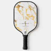 Monogram, Initial Script Name Gold Marble Pickleball Schläger (Rückseite)