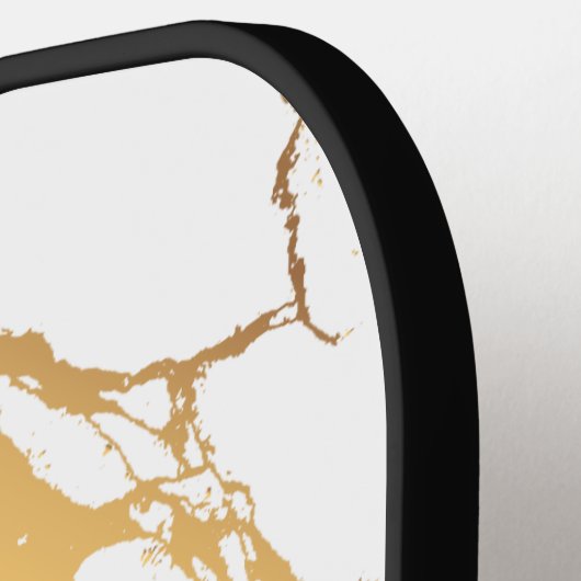 Monogram, Initial Script Name Gold Marble Pickleball Schläger (Linke Seite)