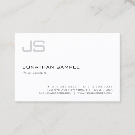 Monogram Initial Simple Beruflich Modern Visitenkarte (Vorderseite)